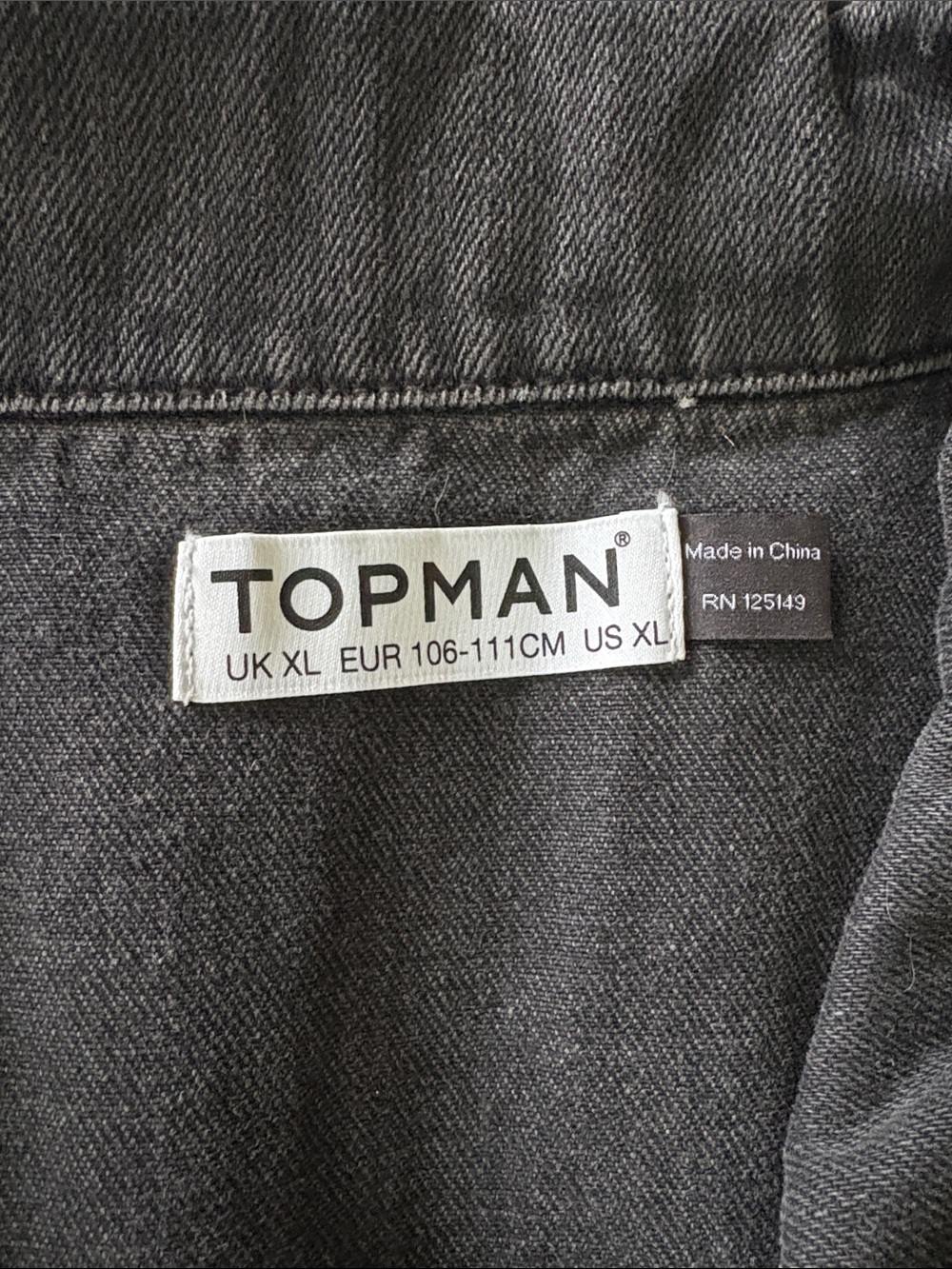 Topman Washed Charcoal Denim Sleeveless Jacket XL - Picture 2 of 4